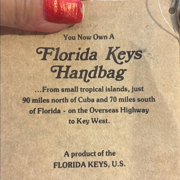 “The Original Florida Keys” Vintage 70s 80s handpainted cream bag. Americana - Picture 8 of 9